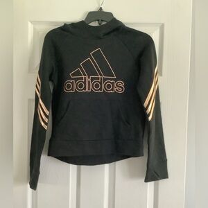 Sporty Adidas Black Sweatshirt with Gold Stripes Large